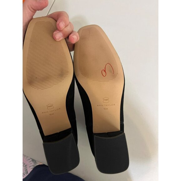 Ann Taylor Black Suede Leather Upper Sz 10 Covered Heel - Picture 5 of 6